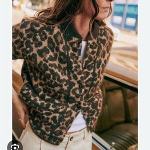 Sezane leopard mohair Noah jacket cardigan medium